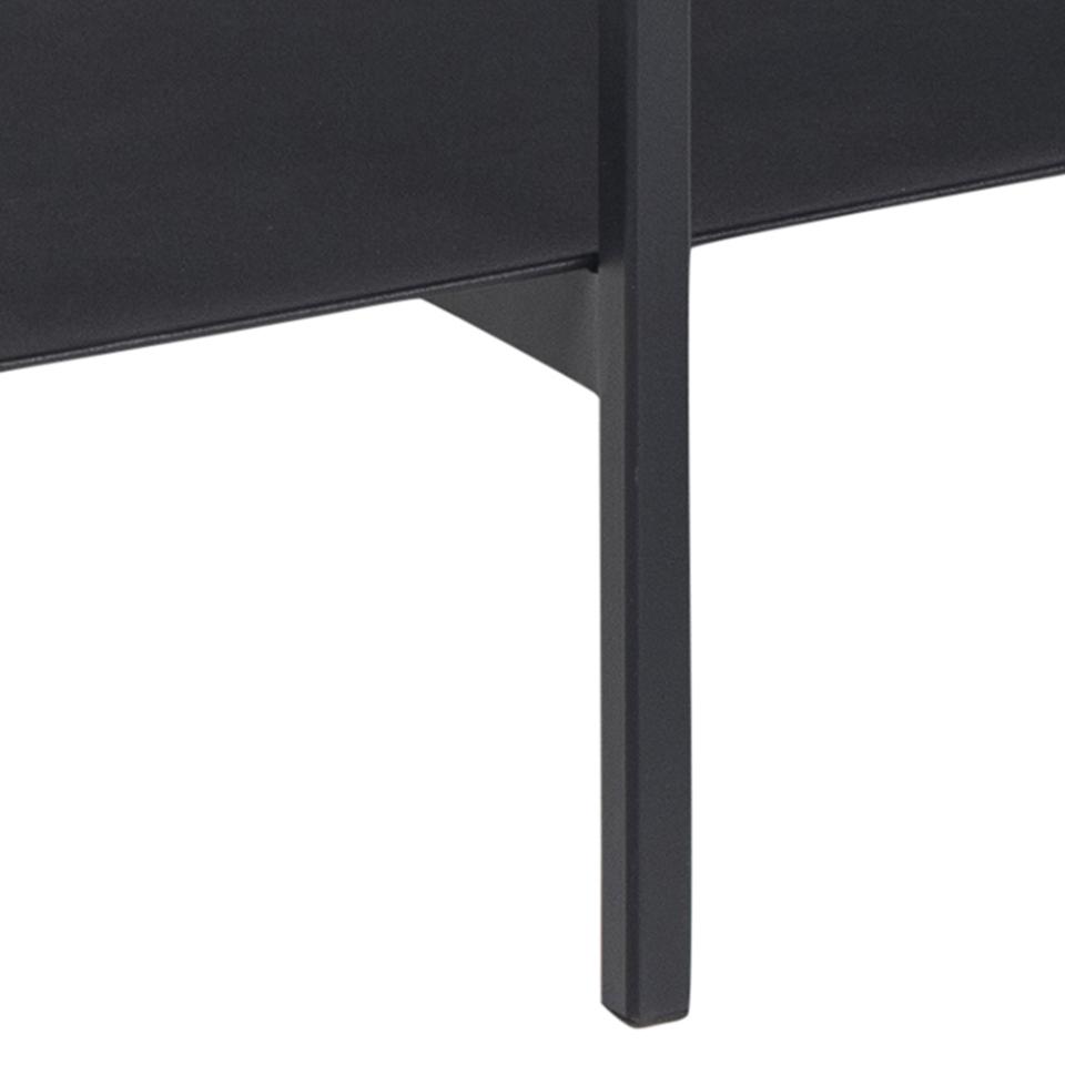 Angus rectangular coffee table, top ash black rough melamine, shelf and base matt black rough powder coated steel, 115x60x40 cm