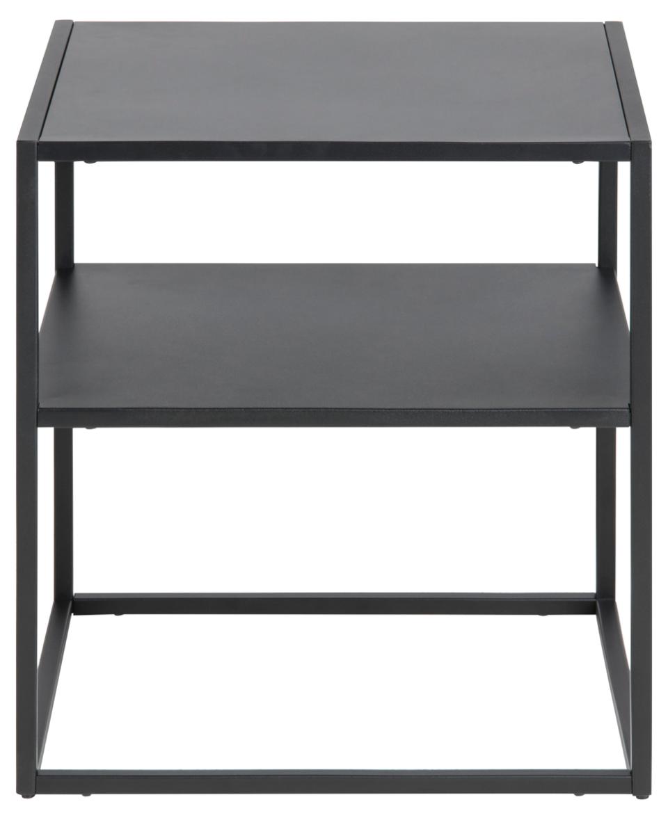 Newton rectangular bedside table, top, shelf and base matt black rough powder coated steel, 45x40x50,5 cm