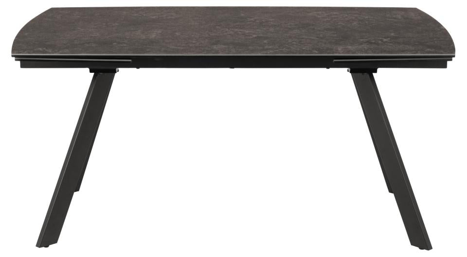 Blackburn rectangular dining table, top black Fairbanks rough ceramic, base matt black rough powder coated steel, with extension leaf storage, 160/240x97x75 cm