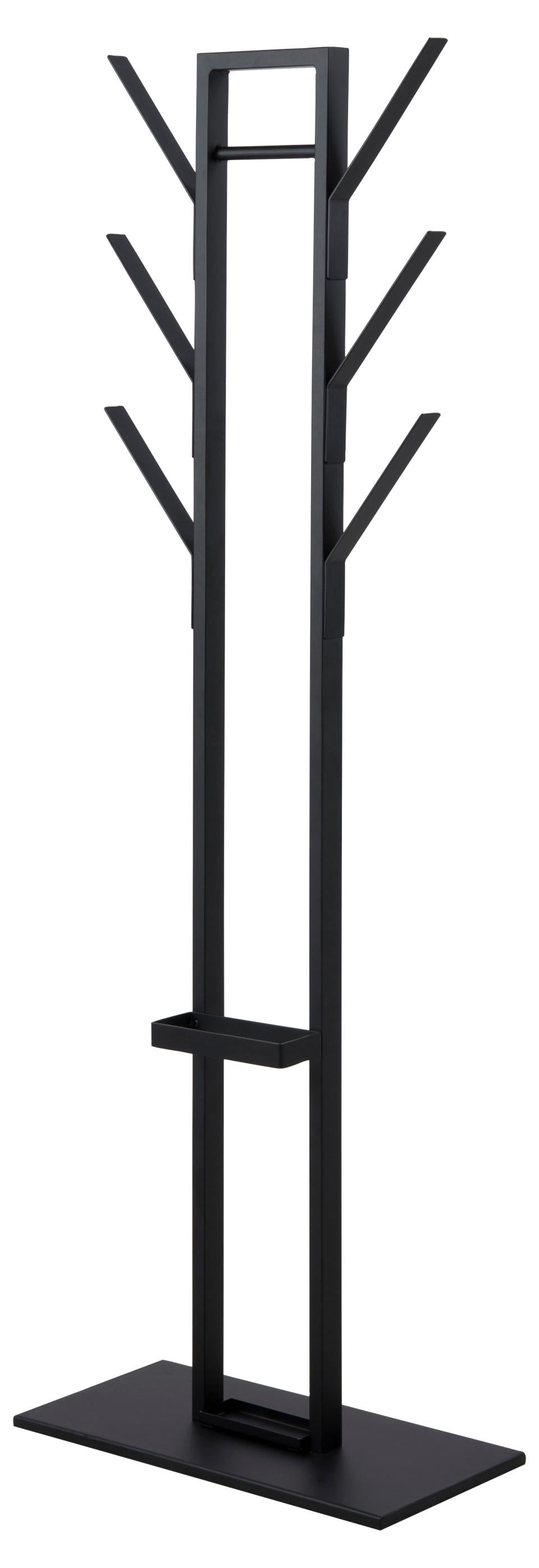 Vinson coat hanger, frame and base matt black powder coated steel, 56x28x165 cm