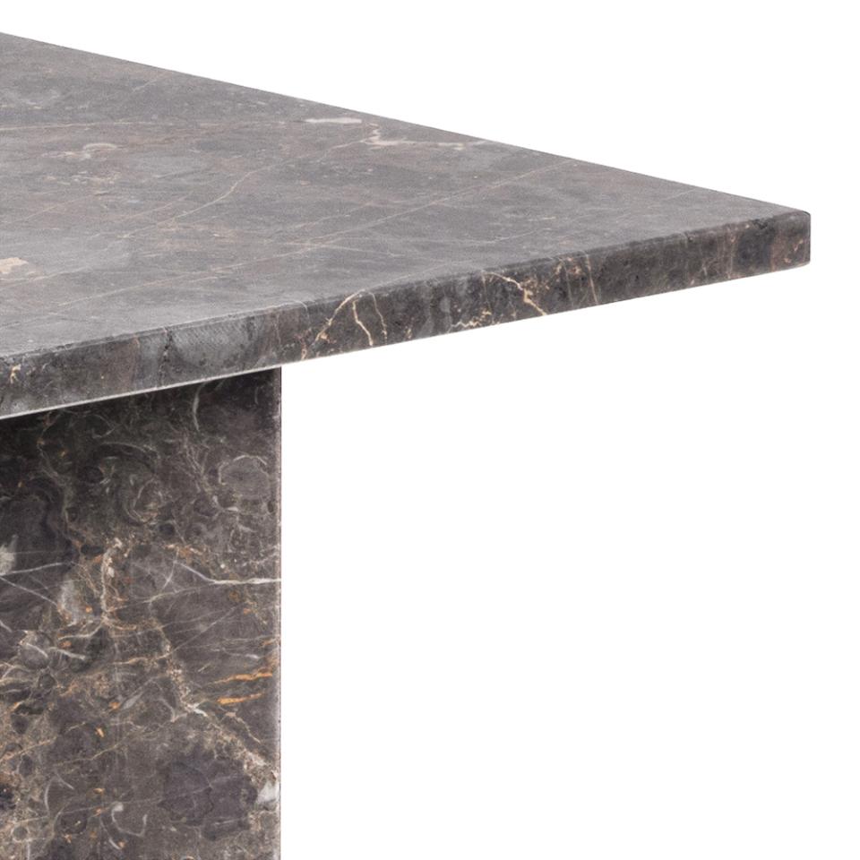 Vega rectangular coffee table, top and V-shape base matt brown Marron lacquered marble, 140x70x42 cm