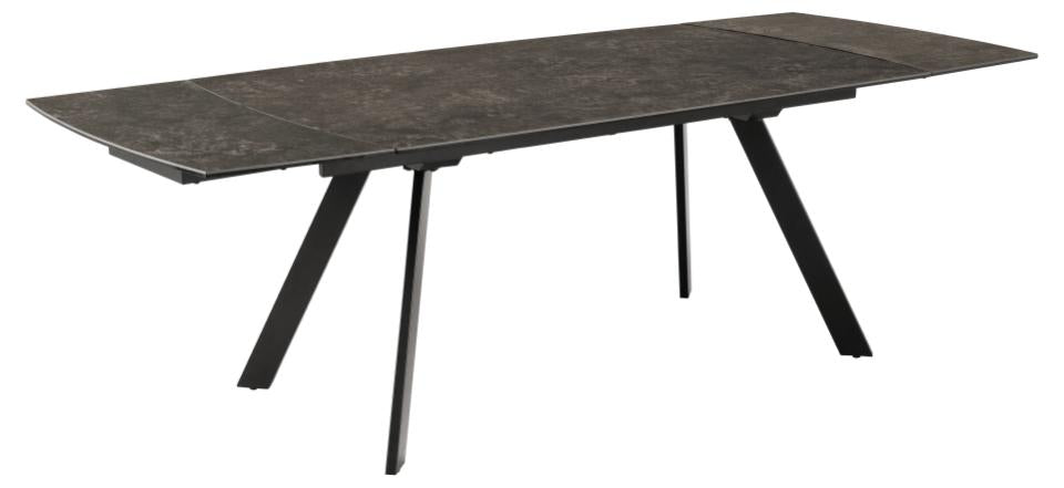 Blackburn rectangular dining table, top black Fairbanks rough ceramic, base matt black rough powder coated steel, with extension leaf storage, 160/240x97x75 cm