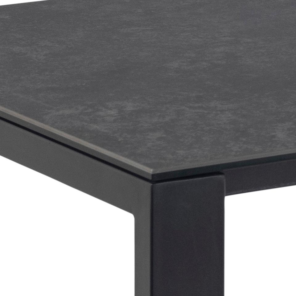 Brentford rectangular dining table, top black Fairbanks rough ceramic, base matt black rough powder coated steel, 200x90x75 cm