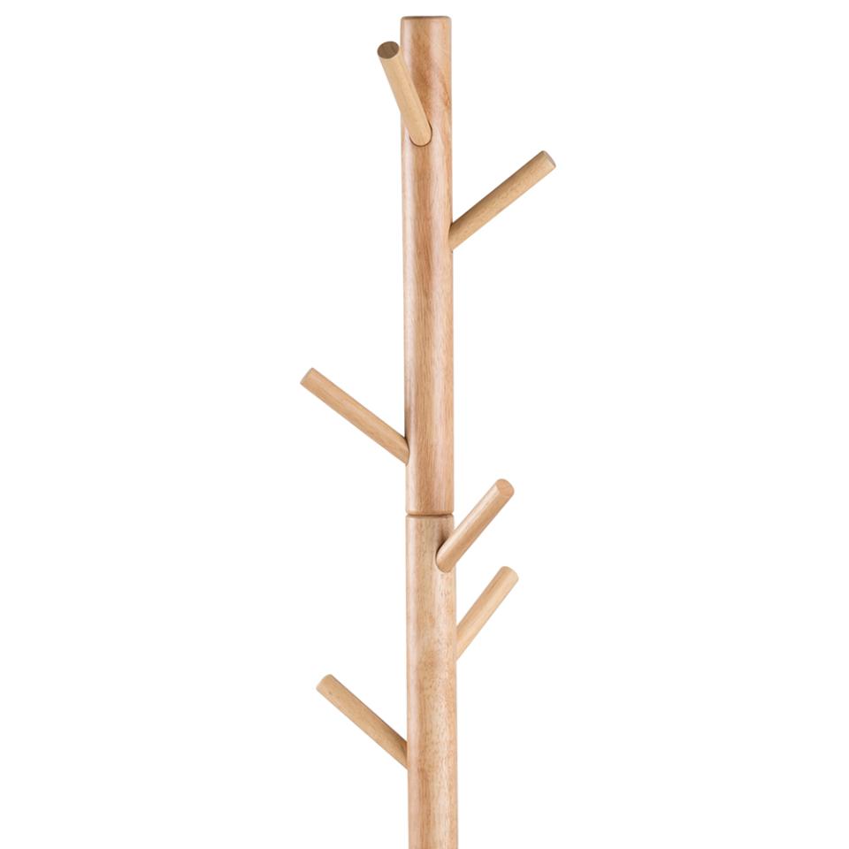 Bremen coat hanger, frame and base NC lacquered rubberwood, with asymmetrical detail, 51x45x176 cm