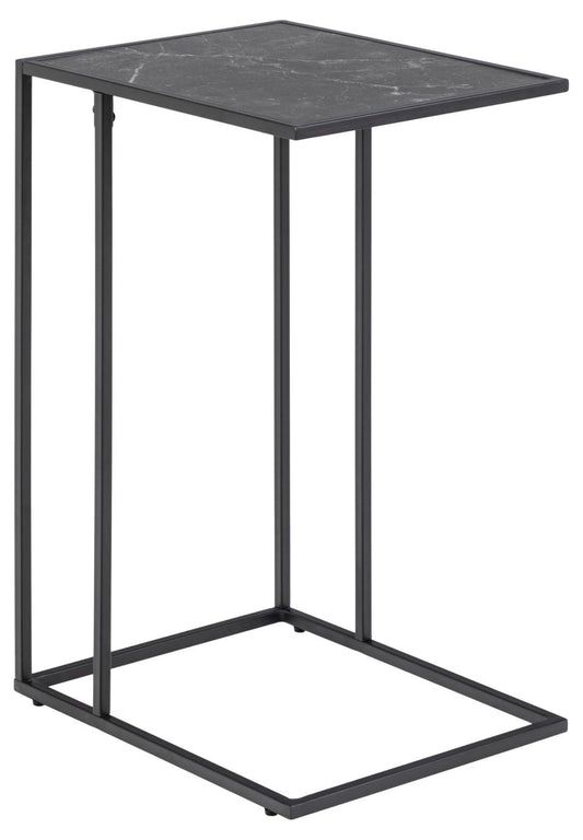 Infinity rectangular side table, top matt black Izmir rough melamine, base matt black rough powder coated steel, 43x35x63 cm