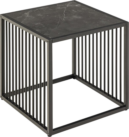 Strington square/rectangular side table, top matt black Izmir rough melamine, wire base matt black rough powder coated steel, 40x40x40 cm