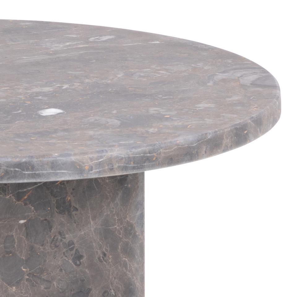 Naxos round side table, top and pillar base matt brown Marron lacquered marble, Ø50x50 cm