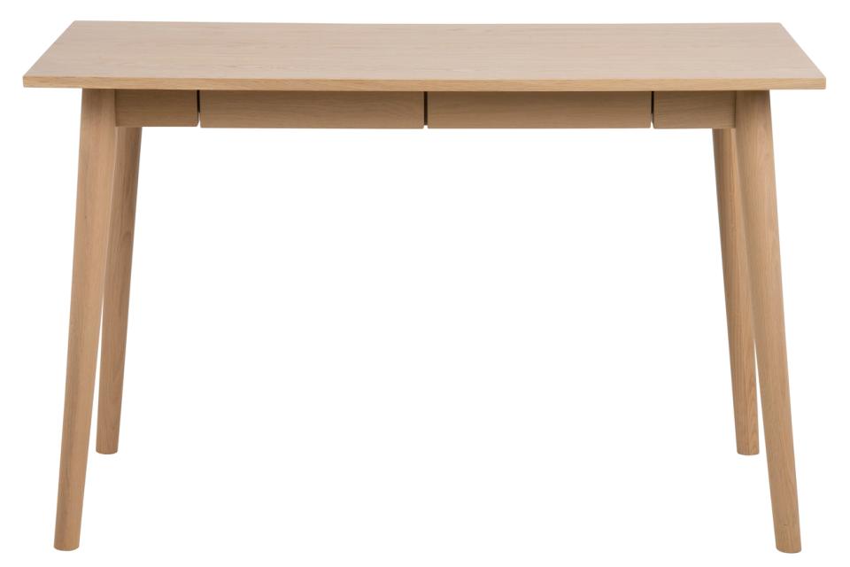 Marte rectangular office desk, top and 2 drawers matt white pigmented PU lacquered oak veneer, base matt white pigmented NC lacquered oak, with metal runners, 120x60x75 cm