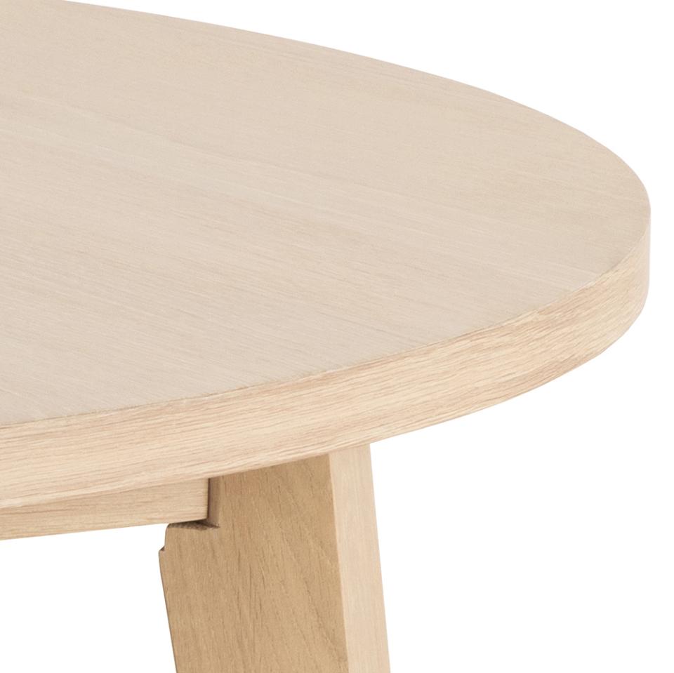 A-Line round dining table, top smoke PU lacquered oak veneer, white pigmented oiled oak veneer, base smoke NC lacquered oak veneer, Ø120/220x75 cm