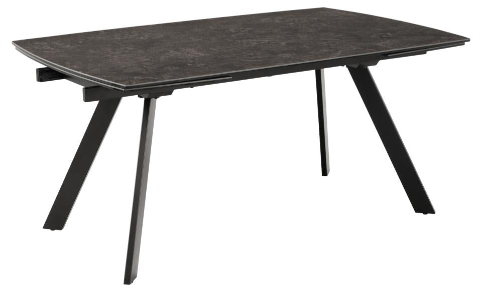 Blackburn rectangular dining table, top black Fairbanks rough ceramic, base matt black rough powder coated steel, with extension leaf storage, 160/240x97x75 cm