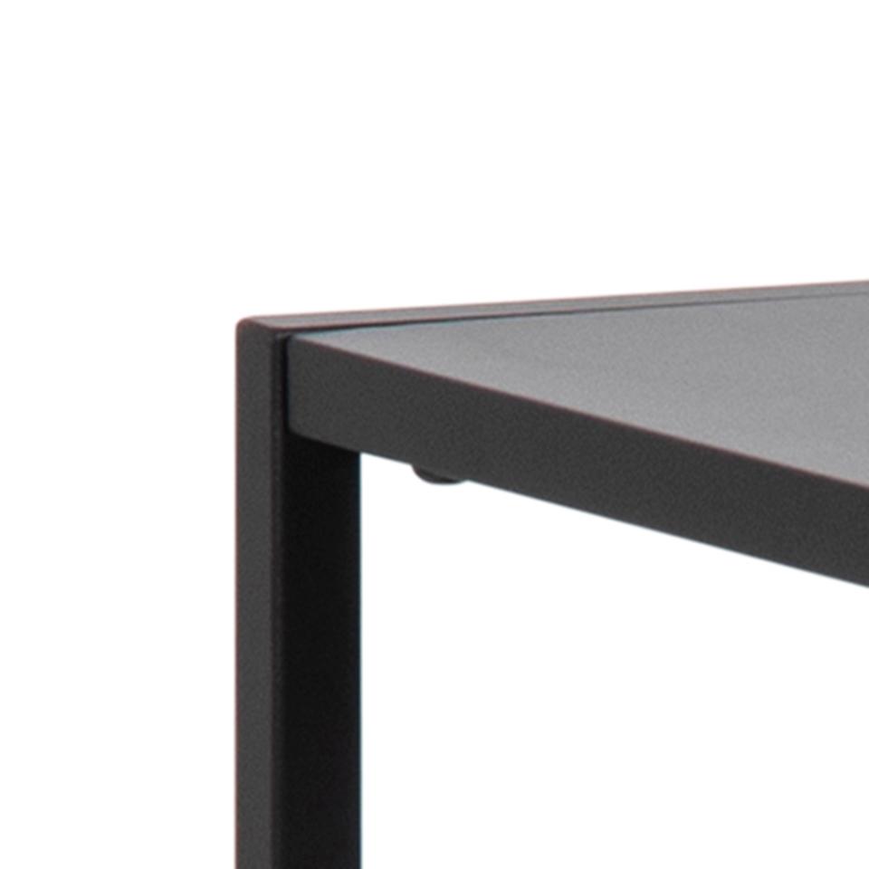 Newcastle rectangular console table, top, shelf and base matt black rough powder coated steel, 100x35x79 cm