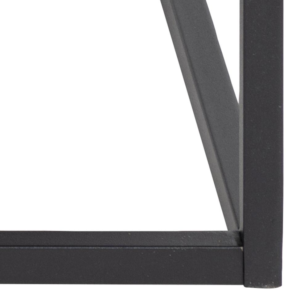 Willford square coffee table, top ash black rough melamine, base matt black rough powder coated steel, with open compartment, 80x80x40 cm