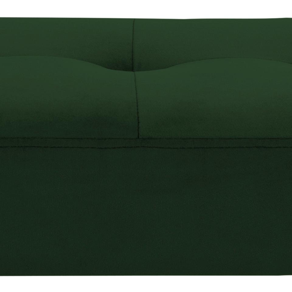 Glory bench, Vic fabric forest green 68AC FR, base matt black rough powder coated steel, with tuftings, 95x38x45 cm