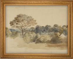 Pintura de paisagem rústica antiga em tons neutros | Arte de parede neutra vintage | Download digital para impressão | 5-26 