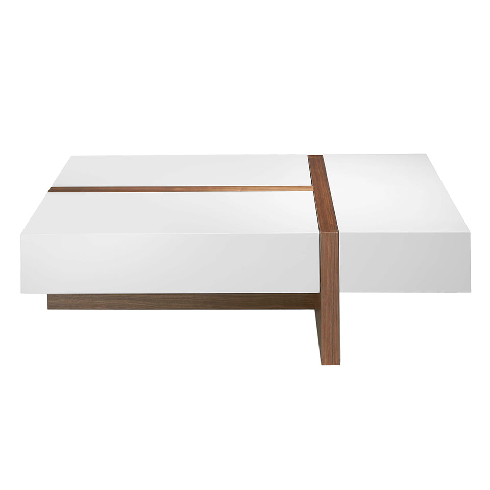 White wooden coffee table with drawers and Walnut wood